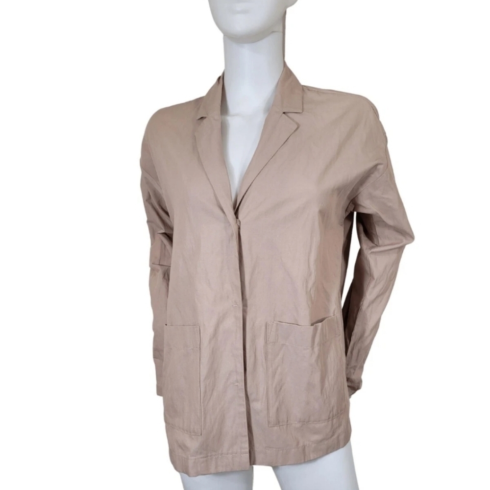 Eileen Fisher Women's Size L Oversized jacket Tan Organic Cotton Blend 01